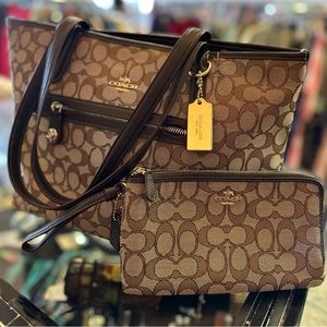 Coach Brown Monogram Purse w/wallet